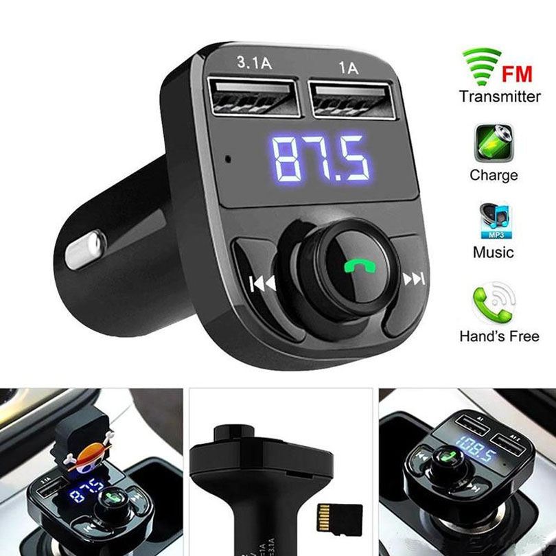 

X8 FM Transmitter Aux Modulator Bluetooth Handsfree Car Kit Car Audio MP3 Player with 3.1A Quick Charge Dual USB Car Charger MQ100
