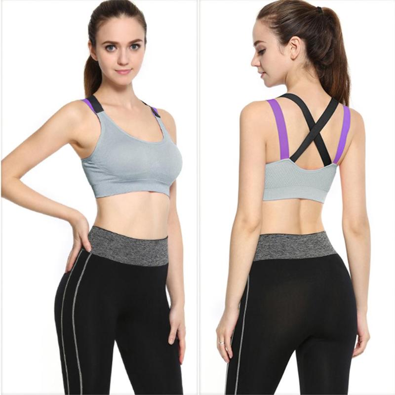 

Women Sports Bra Cross Solid Color No Underwires Shockproof Running Yoga Underwear Fitness Sports Bra Sportswear Wholesale, Pink