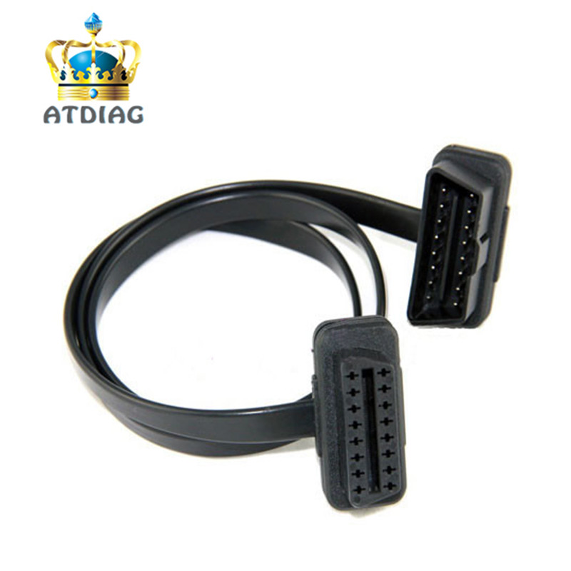 

NEWEST 60CM 16Pin OBDII OBD 2 OBD2 Cable Connector Diagnostic-Tool ELM327 Adapter Flat Thin As Noodle Male to Female Extension