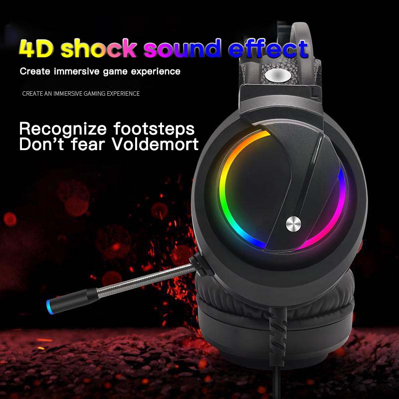 

7.1 Channel RGB Lighting Headset Headphone Desktop Computer Gaming Headset Internet Cafe With HD Microphone