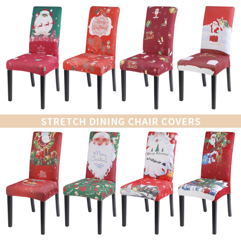 

1/2/4/6pcs Christmas Chair Cover Big Elastic Seat Chair Covers Xmas Stretch High Back Slipcovers Festival Christmas Party Decor