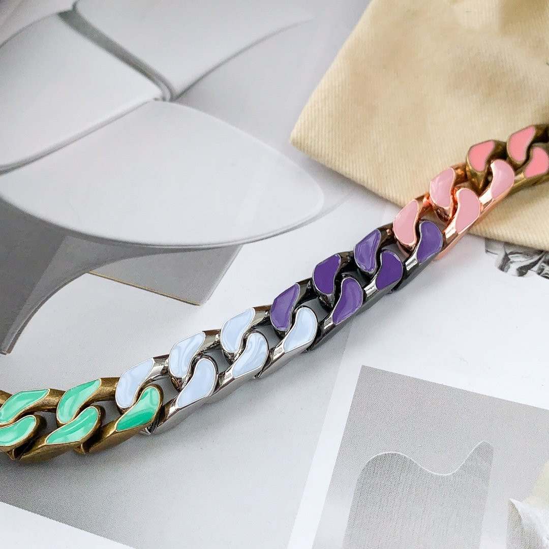 

Unisex Necklace Colorful Silver Stitching Necklace All Steel Made of Diamond Multicolor Chain Necklaces for Gift Jewelry Supply linkB