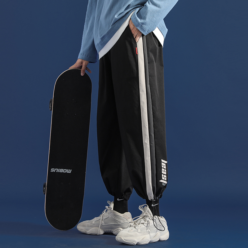 

Autumn and winter new fattening plus size casual pants men's overalls Japanese fashion outdoor sports pants, Black