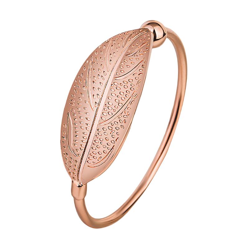 

New Design Fashion Women Copper Leaves Jewelry Womens Charm Bangle Bracelet Gift Jewelry Valentine's Gift Delicate
