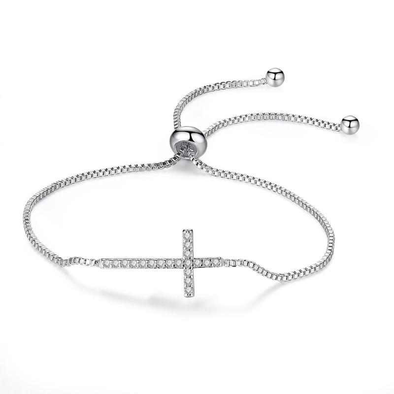 

TB026 Cross micro-inlaid zircon adjustable ladies simple T-shaped bracelet