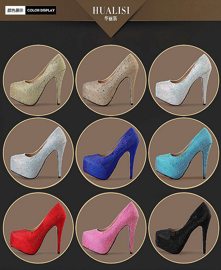

2020 New Style Crystal Wedding Shoes Waterproof Platform Crystal Thin Heeled Bridesmaid Nightclub High-Heeled Shoes Large Size Small Size Br, 11cm champagne