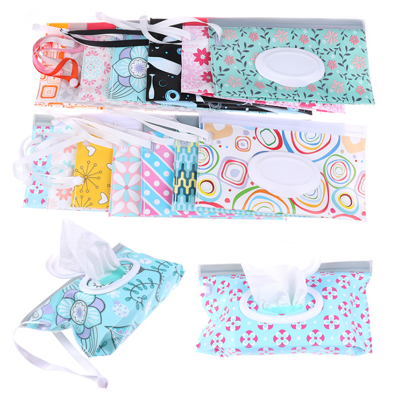 

Baby Care Wet Wipe Box Eco-Friendly Wet Tissue Case Cleaning Wipes Container Case Portable Wipe Bag EVA Snap Strap Wipes Bag