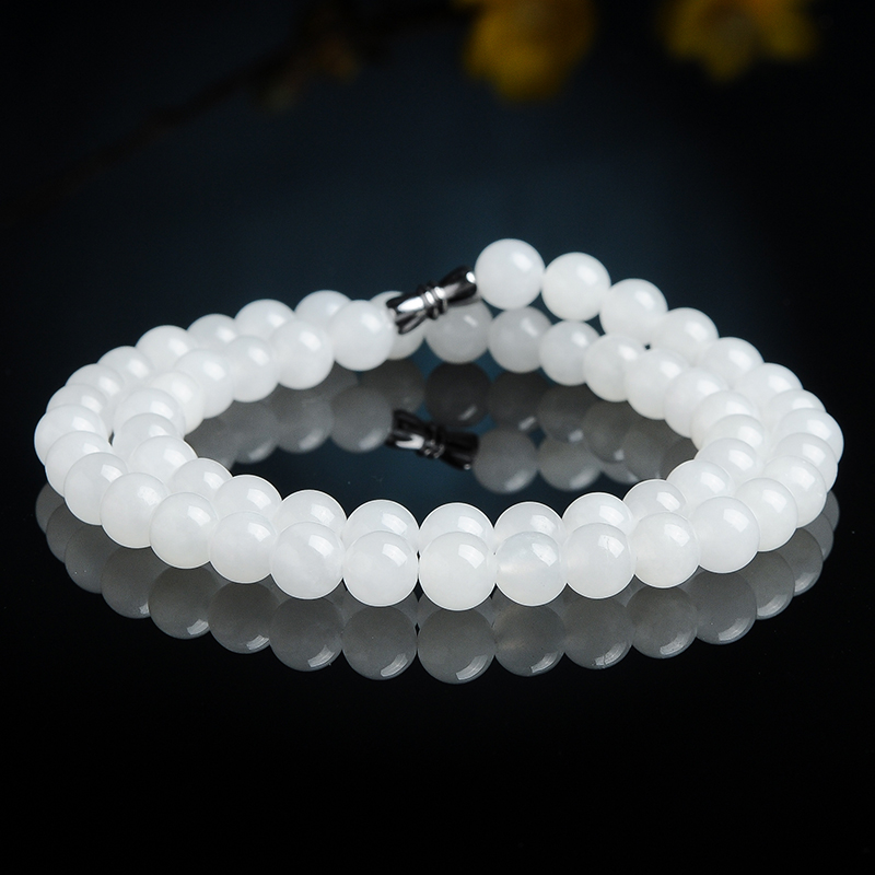

Natural Jade and Hetian jade Baiyu necklace 8mm Men's and women's neck trim Pendant