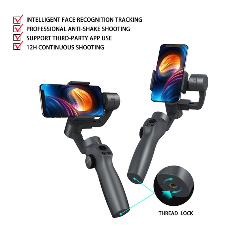 

Handheld For Phone Stabilizer Camera stabilizer 3 Axis Smartphone Gimbal Camera Supports 1/4 Screw Bluetooth Single Handgrip