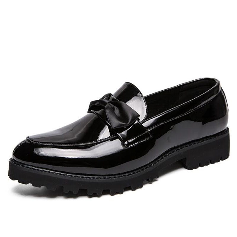 

Men Luxury italian style Oxford New Men Dress bow Shoes Shadow Patent Leather Luxury Fashion Groom Wedding Shoes, Black