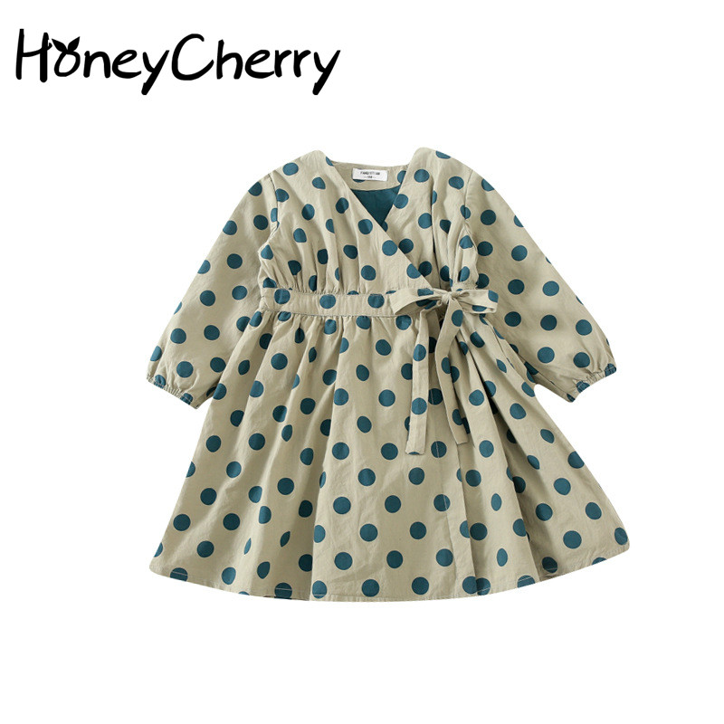 

New Polka Dot Trench Coat Mid-Length Elegant Thin Coat for Autumn 2020 toddler girl jacket, Green