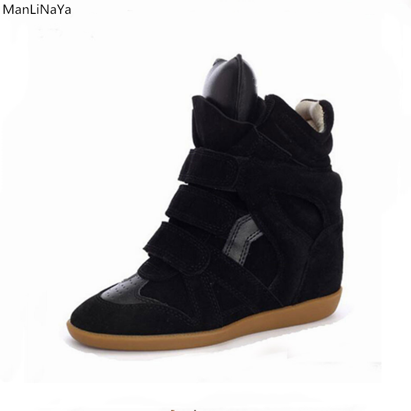 

Women's hidden high heel wedge sneakers extreme high heels shoes mixed color luxury designer platform shoes fashion leather wome, Black