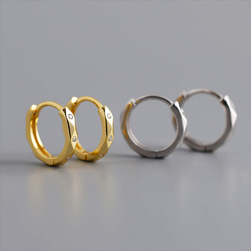 

925 Sterling Silver Rose Golden Color Hoop Earrings For Fashion Women Party Prom Fine Jewelry Accessories 2020 New Gifts