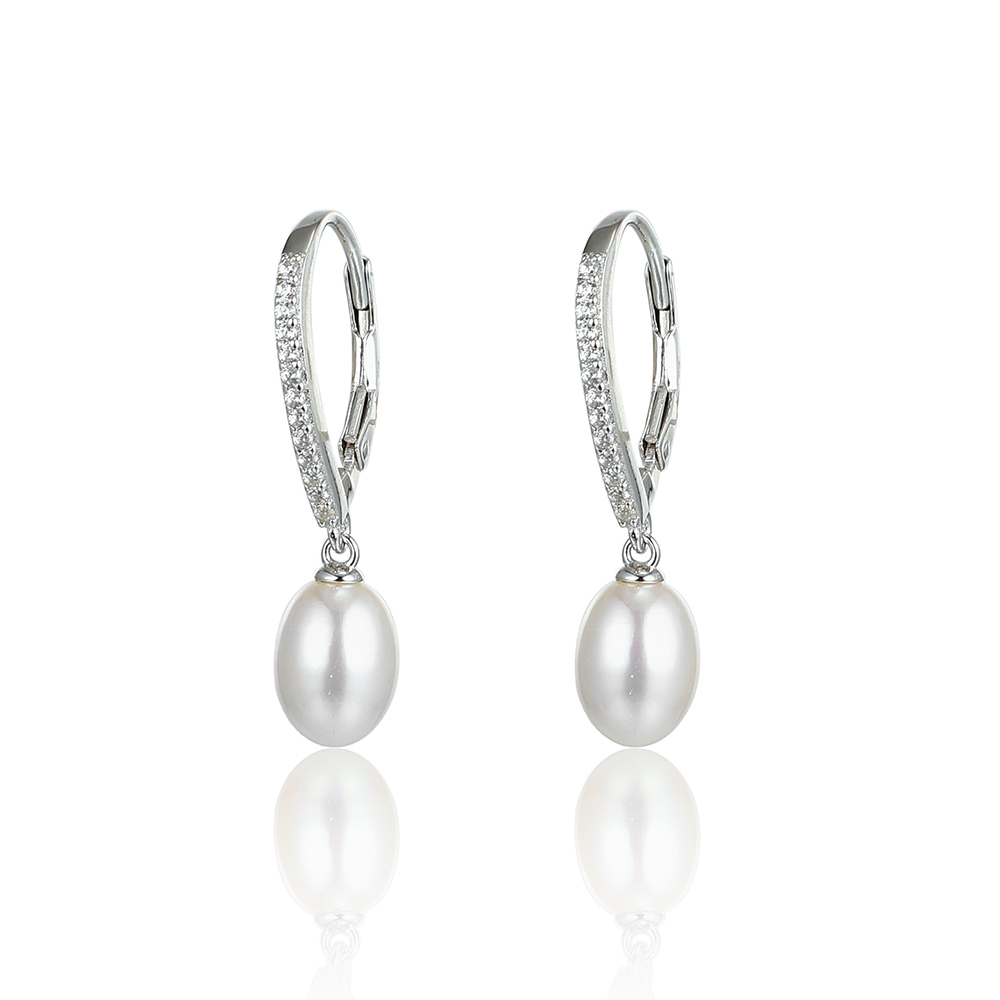 

925 Sterling Silver Inlaid Zircon Earrings Pearls Earrings Fashion Wedding Jewelry For Women Gift