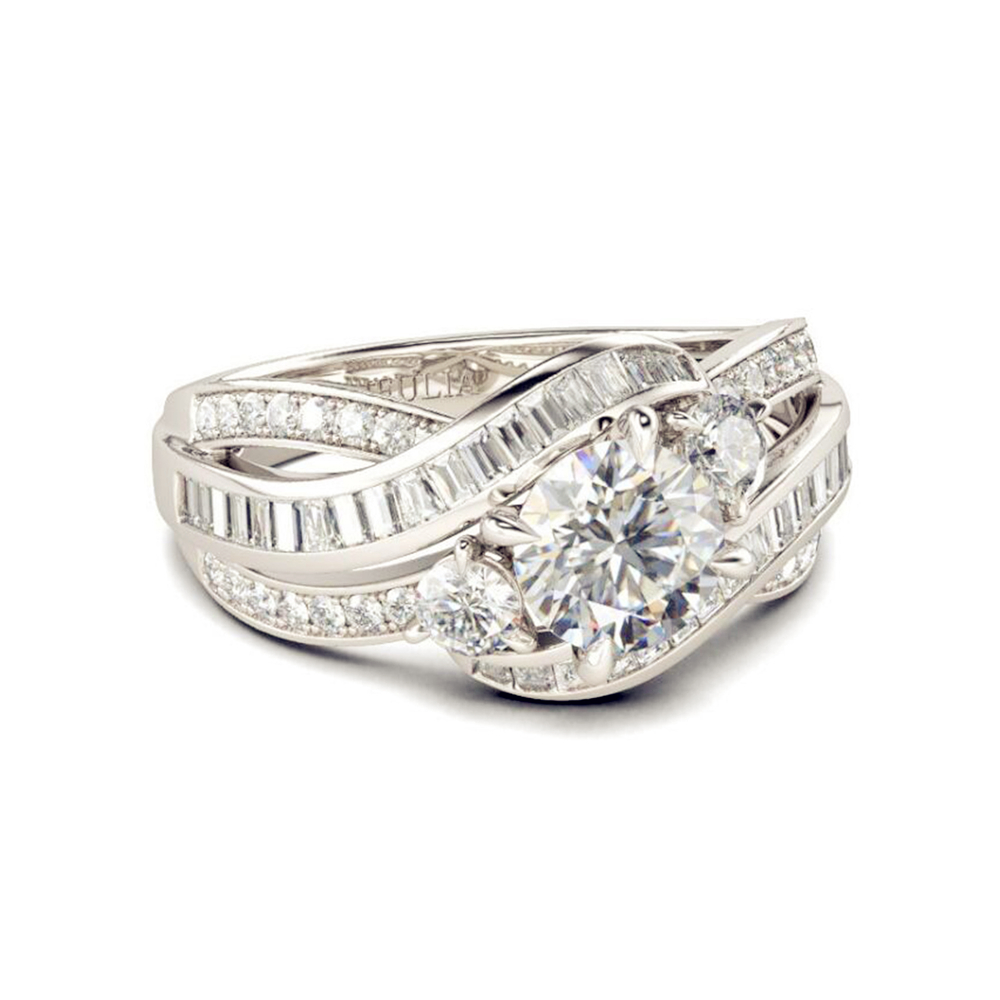 

Loredana Classic Fashion White Romantic Wedding Upscale Zircon Pure Eternal Love Ring Glitter Zircon Gorgeous Wedding Ring