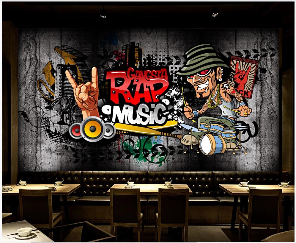 

3d photo wallpaper custom mural on the wall Retro nostalgic hip hop rock music bar KTV home decor photo wallpaper in the living room, Non-woven wallpaper