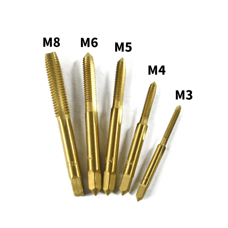 

5pcs M3 M4 M5 M6 M8 Titanium Coating Metric Thread Tap HSS Hand Screw Thread Metric Plug Tap Screw Taps