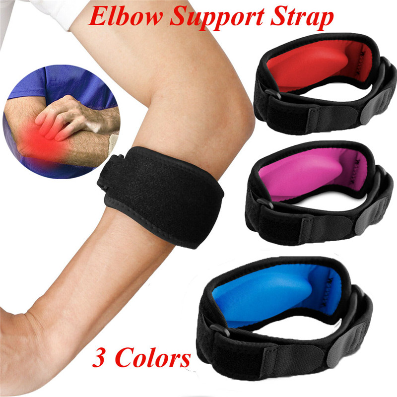 

Adjustable Arm Brace Support Elbow Band Wrap Bandage Strap Joint Pain Relief Elbow Protector Forearm Pads Guard for Tennis Golf, Red