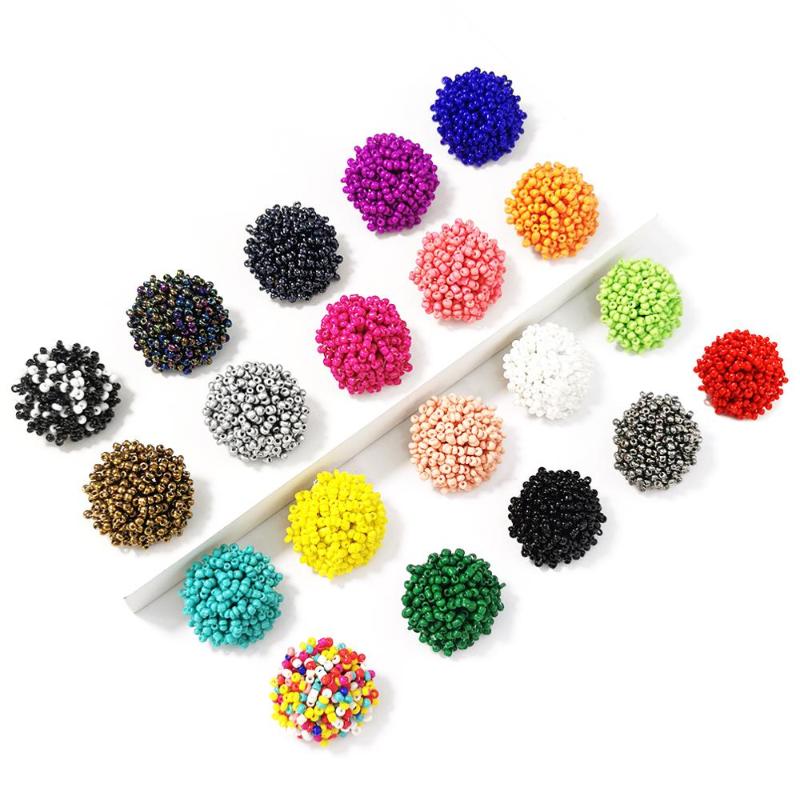 

Simple Multicolor Ethnic Resin Handmade Beaded Earrings For Women Accessories Bohemia Geometric Stud Earrings Fashion Jewelry