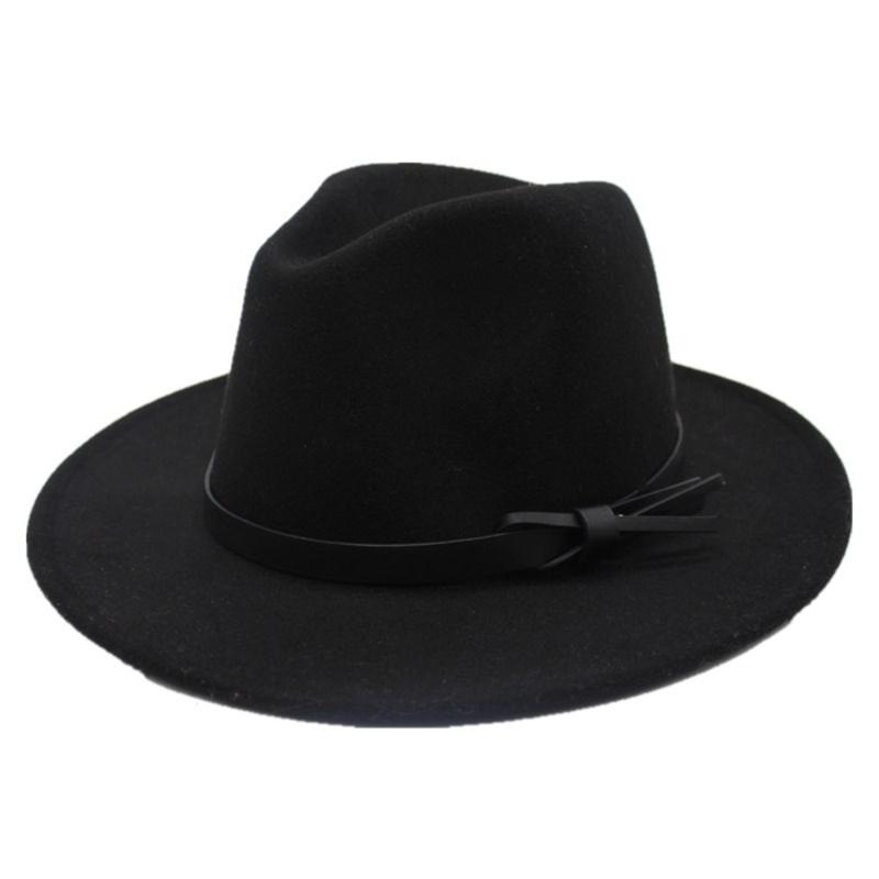 

Men Women Fashion Fedora Hat Party Hat For Elegant Lady Wide Brim Jazz Size 56-58CM, Black