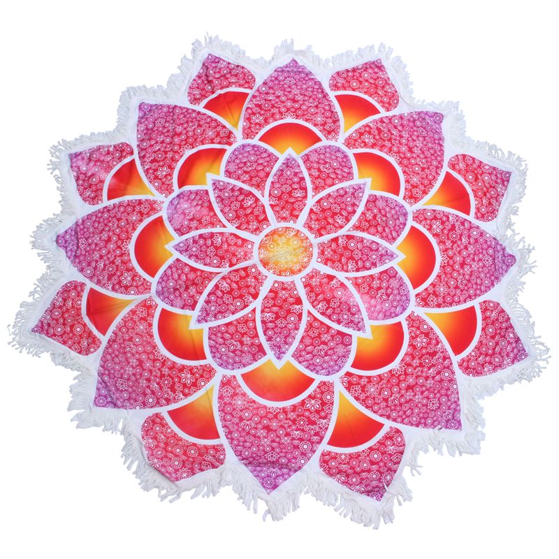 

Cotton Round Lotus Flower Mandala Tapestry Beach Towel Swimsuit Cover Pink
