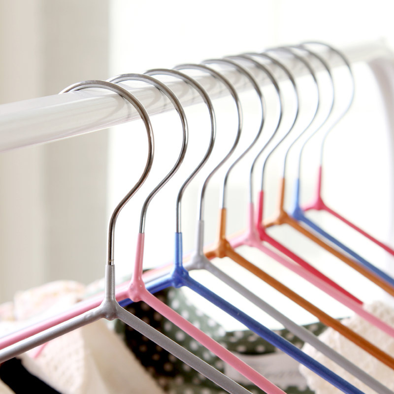 

10 Pcs Lot Dip Plastic Non-Slip Metal Clothes Hangers Adult Clothes Hanger Hanging Shelf Drying Racks Household Drying Racks