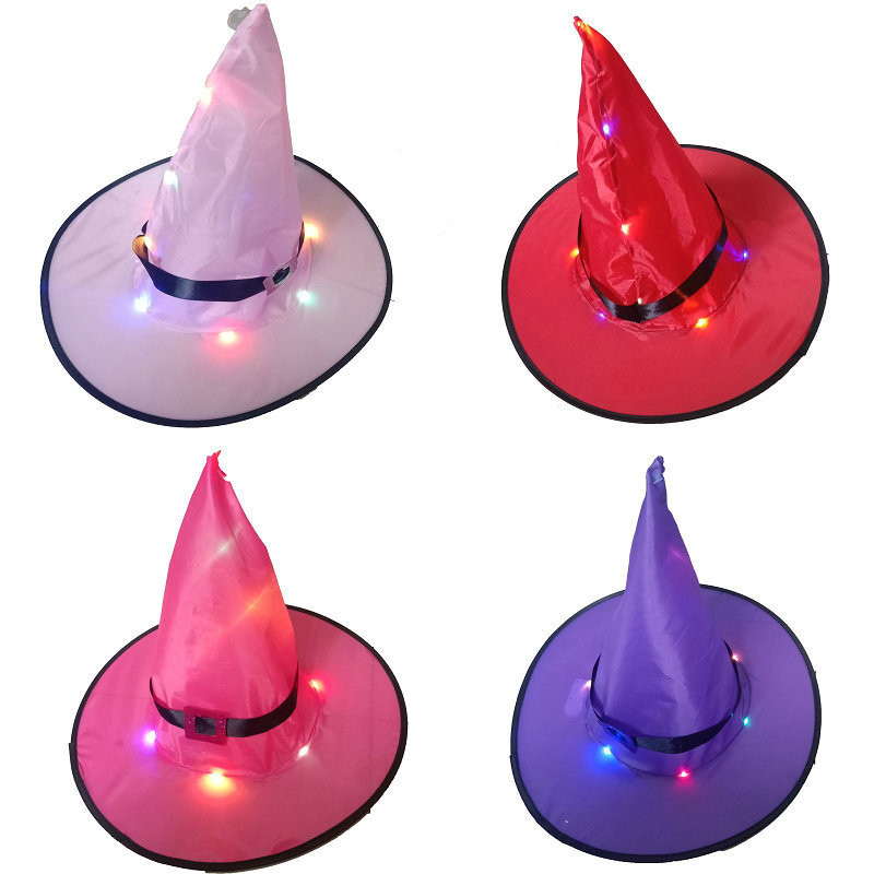 

Halloween luminous Witch Hat orange purple red pink rose red witch hat with hook cap Halloween glowing