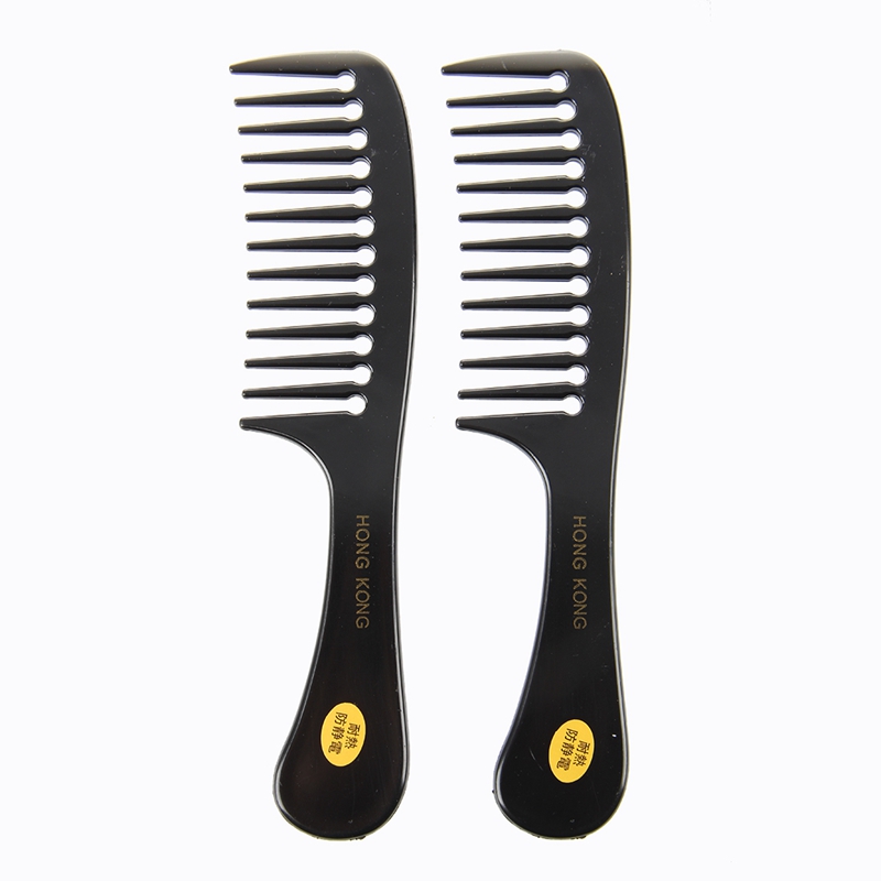 

2 Pcs Hairstyle DIY Wide Tooth Plastic Curly Hair Care Handgrip Comb 9