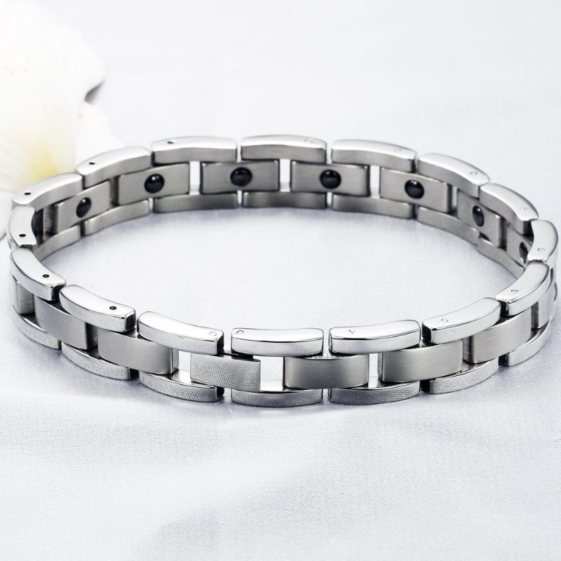 

Top Quality Stainless Steel Energy Magnetic Stone Silver Color Male Bracelet Bangles Simple Fashion Men Bracelets Jewelry Gift