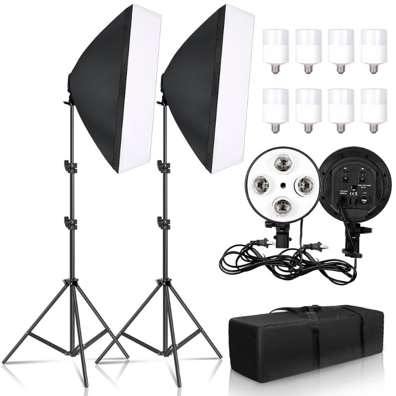 

Photography Softbox Lighting Kit With E27 Lamp Holder,8pcs LED Bulb,Carry Bag,Soft Box AccessoriesFor Photo Studio Video