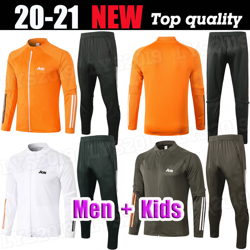 

Men kids kit jacket 2020 2021 RASHFORD BRUNO FERNANDES Long zipper training wear soccer jersey MARTIAL JAMES football Jogging suit UTD 20 21