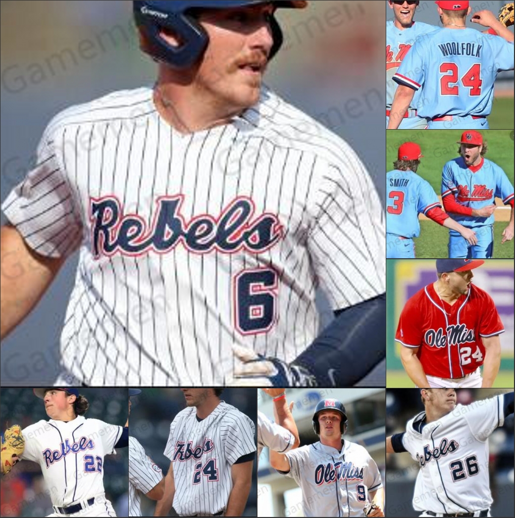 

NCAA Ole Miss Rebels Baseball Ryan Olenek Anthony Servideo Thomas Dillard Michael Spears Tyler Keenan Cole Zabowski Will Ethridge stitched MEN Youth kids Jersey, White