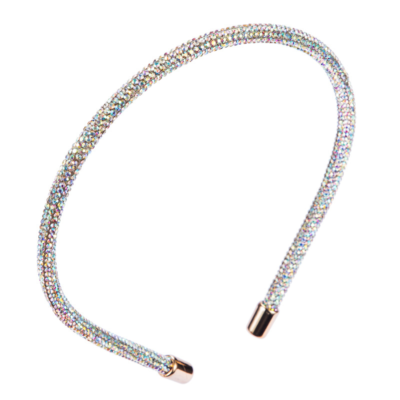 

Korean Fashion Headband Women Sparkly Round Shape Popular Rhinestone Hair Accessories Thin Bezel Small Crystal Face Ornaments