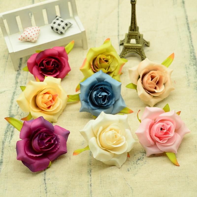 

50/100 pcs Silk rose for Christmas home decoration wedding party scrapbook Fake plastic Flower diy Garlands artificial flower