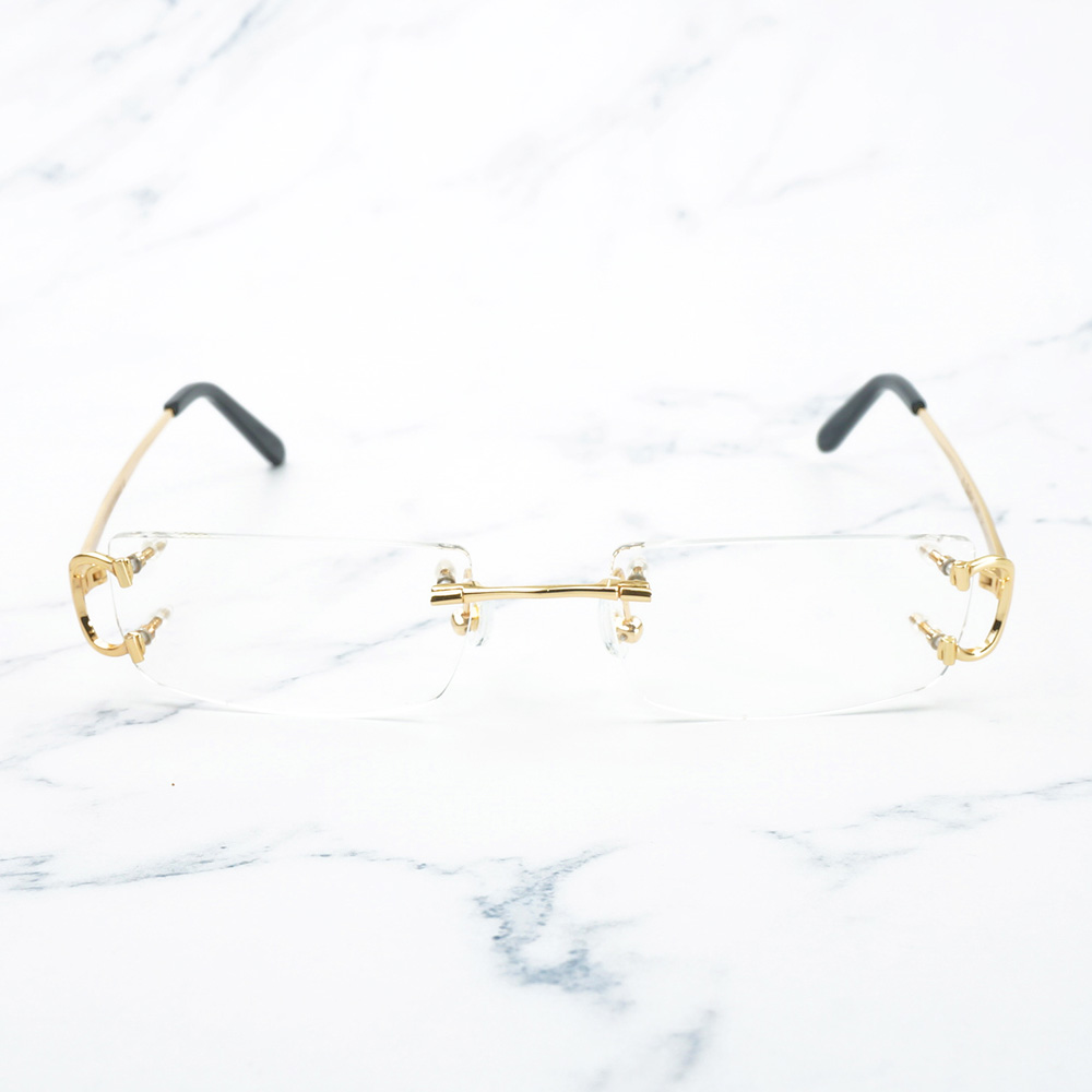 

Wholesale -Size Square Rimless Sunglasses Men Women with C Decoration Wire Frame Unisex Luxury Eyewear for Summer Outdoor Traveling