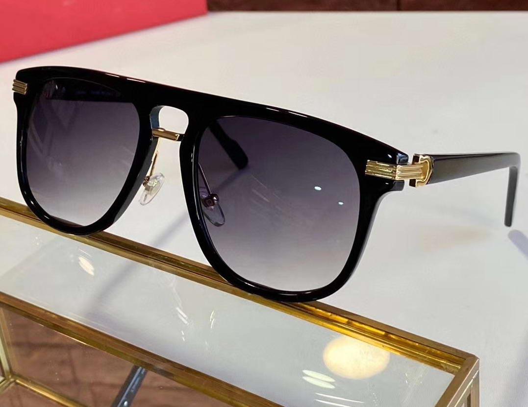 

Flat Top Sunglasses Gold Black Grey Shaded Sonnenbrille gafas de sol de men Fashion Pilot Sunglasses with Box, White;black