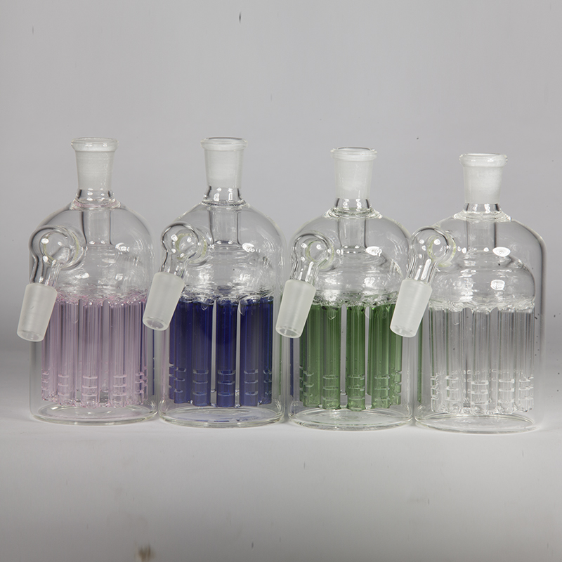 

Hand Blown Glass Vase Water Perc Percolator Ash Catcher Clear Blue Green 11 Armed Wide Tree Perc Glass Accessories