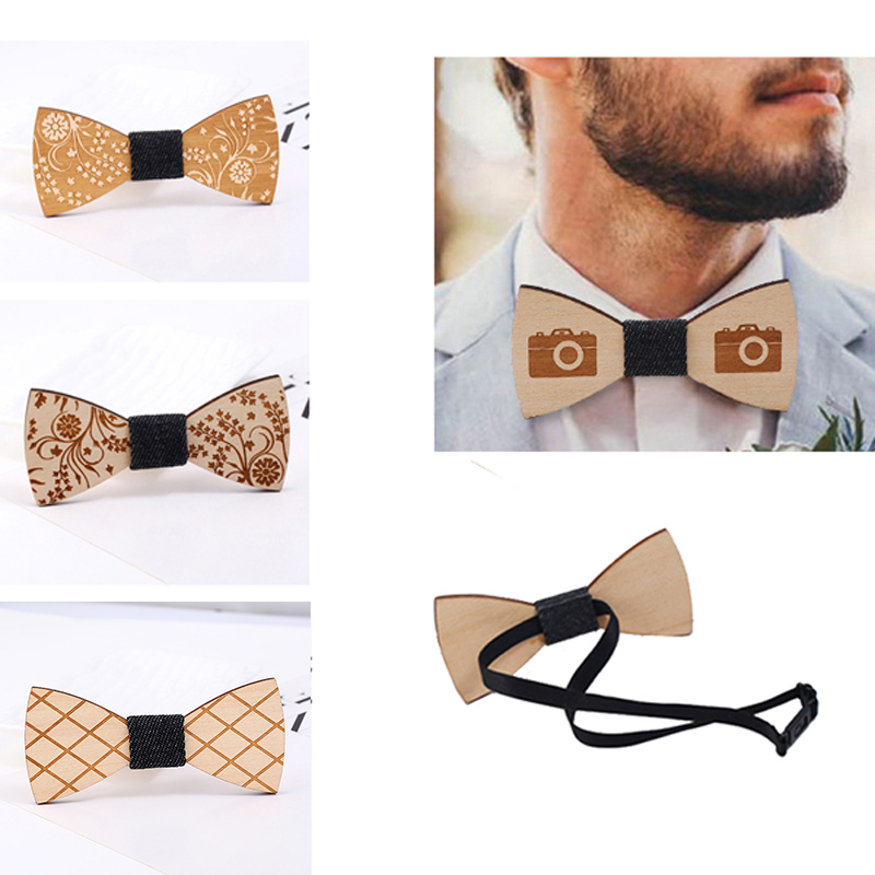 

2pcs Fashion Original Wooden Bow Tiet Gentleman Groom wooden necktie Wedding Party Bow Ties Wedding man favor gifts for guest