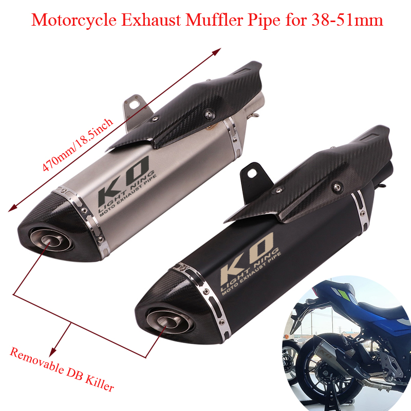 

470mm Exhaust Vent Tip Tubes Stainless Steel Carbon Fiber System Silp on for 51mm Tail Muffler Pipe Removable DB Killer