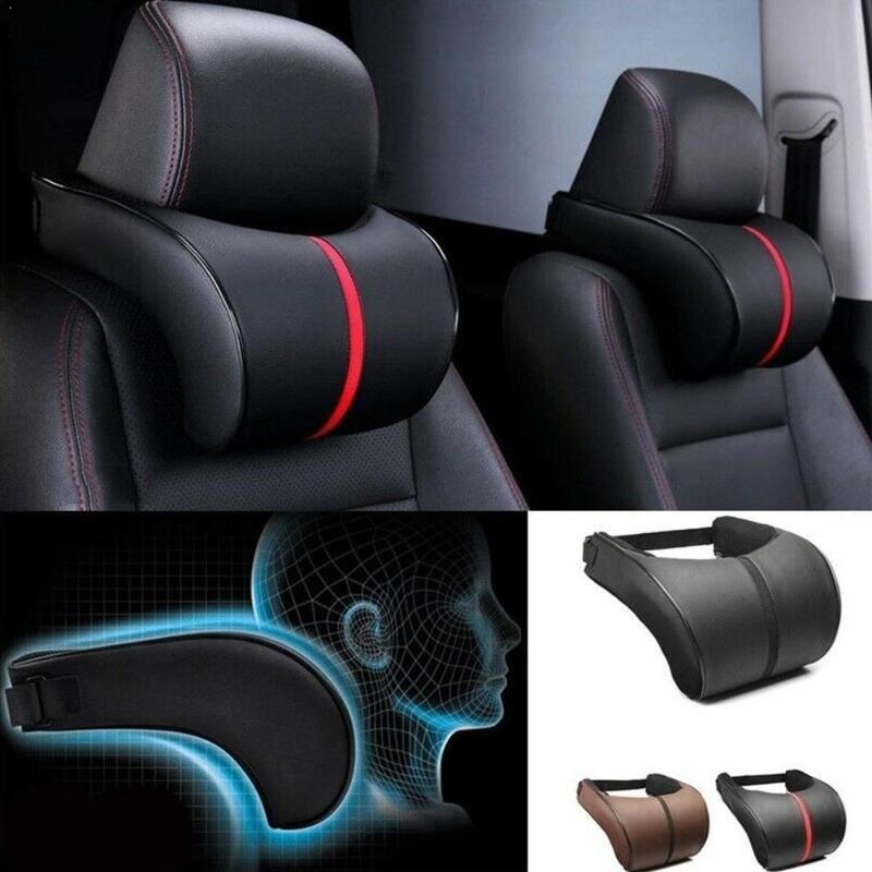 

1pc Car Leather Neck Pillow Rest Cushion Pillows Auto Accessories Camping Supports Flight Travel Car Styling Seat N7I1