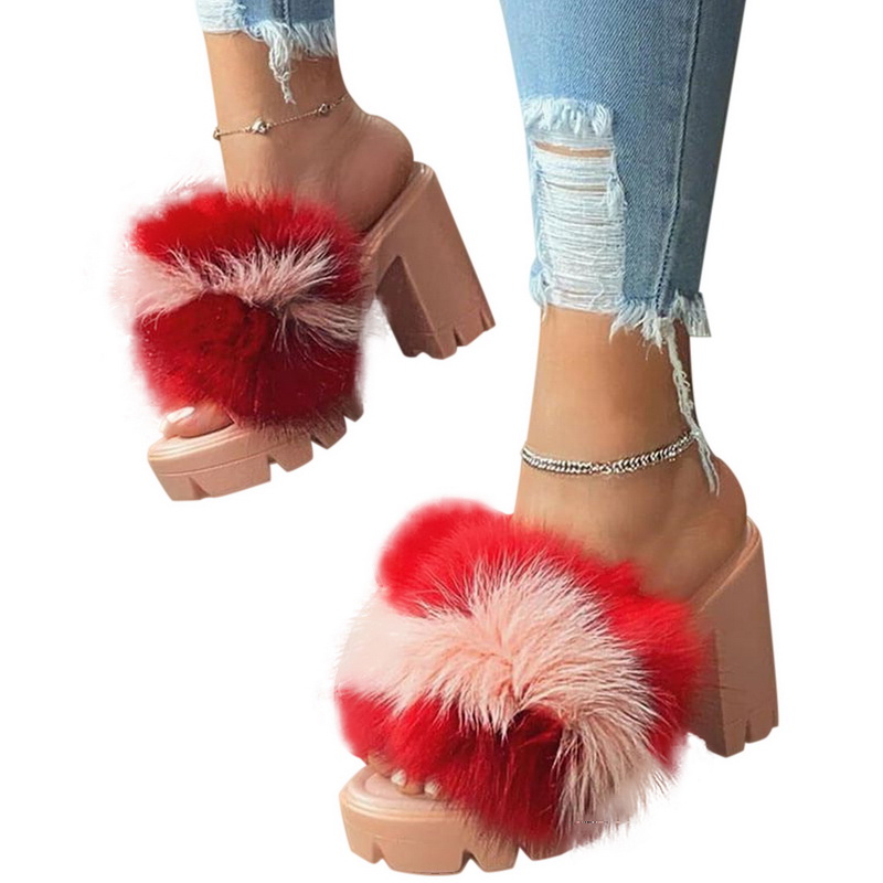 

2020 Summer Thick Bottom Platform Sandals for Women Thick With Fur Sandals Wedges Shoes For Woman Femme High Heels Shoes Ladies, Brown