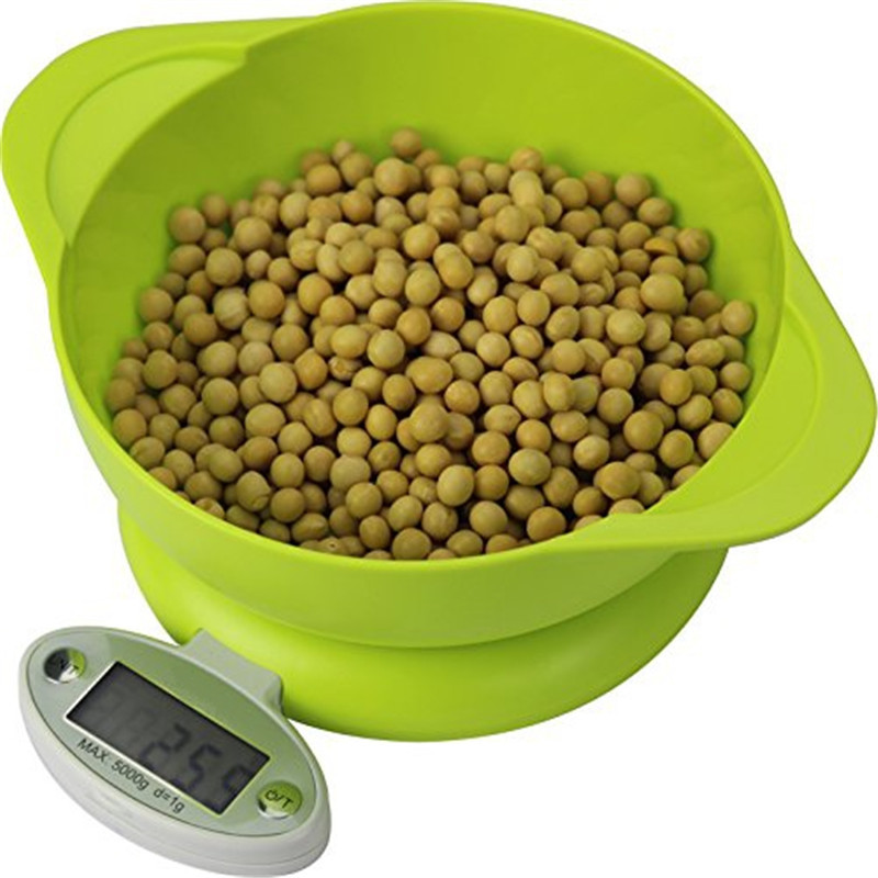 

5KG/1g LCD Display Electronic Kitchen Scale Electronic Kitchen Diet Postal Balance Scale Weight Tool with Tray Green