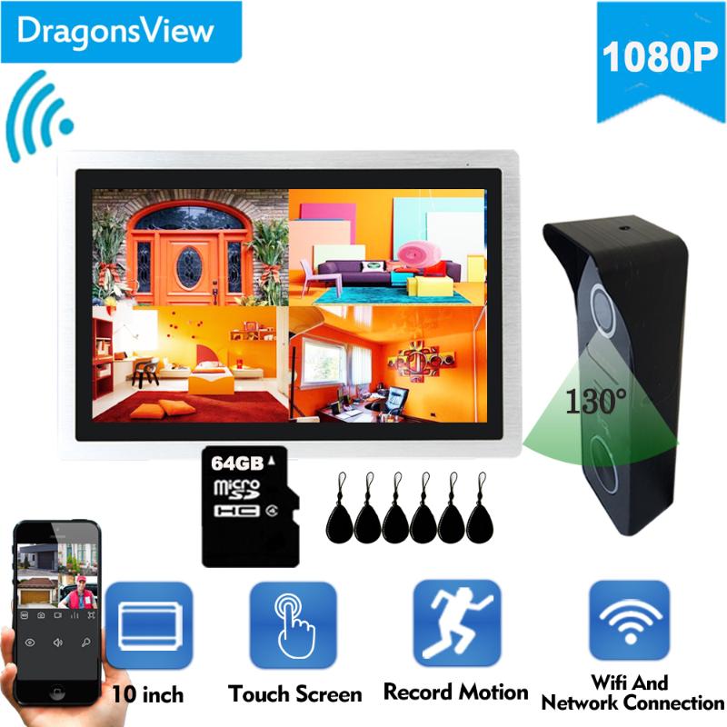 

Dragonsview 1080P Wireless Wifi Smart Video Door Phone Intercom System Touch Screen Monitor RFID Doorbell Camera Unlock Record