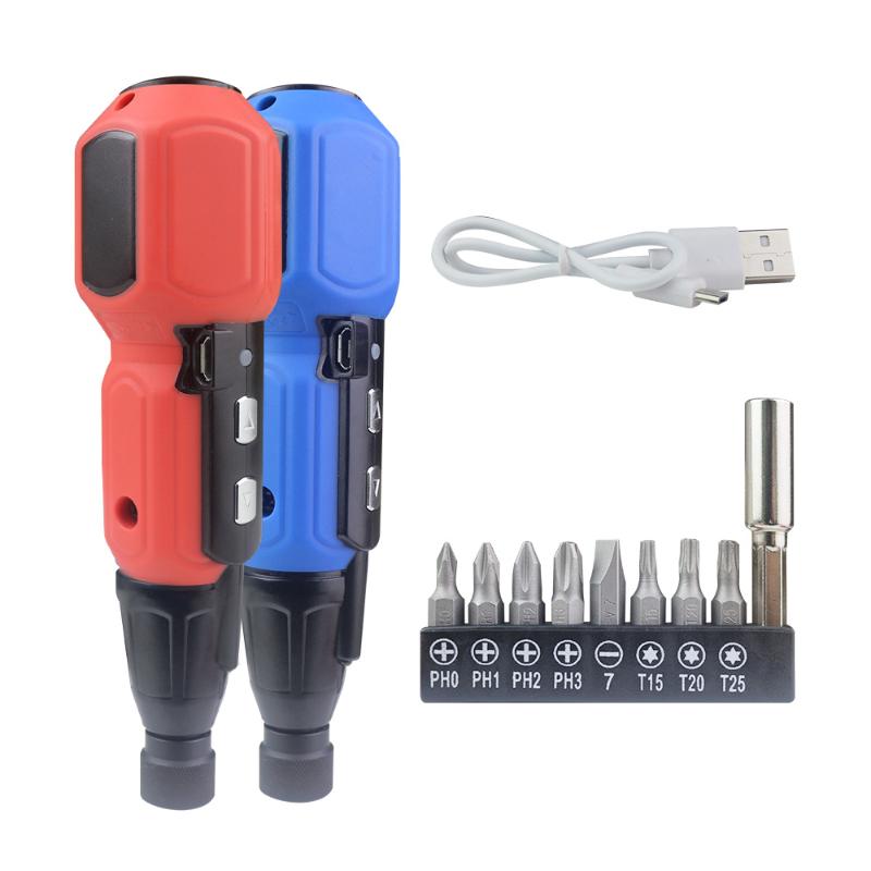 

Electric Screwdriver Set Cordless Drill USB Rechargeable With 8/10 pcs Bits For Mini Electric Screwdriver Repair Power Hand Tool