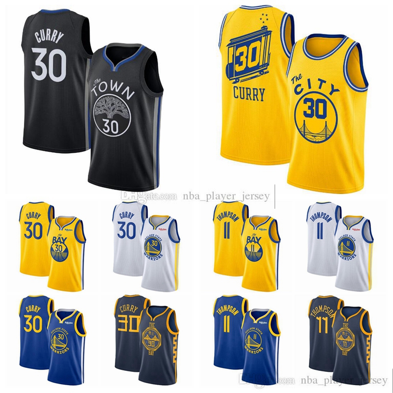 

Stephen Curry 30 Klay 11 Thompson Golden State Warriors Jersey Blue Basketball Jerseys, Yellow
