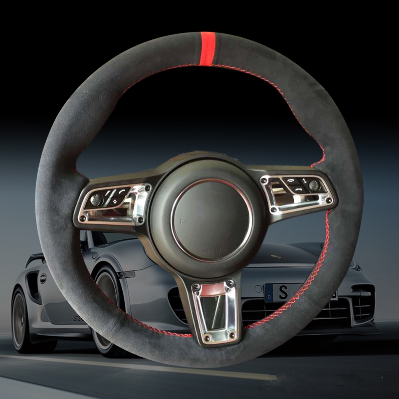 

Black suede Car Steering Wheel Cover for Porsche Macan Cayenne 2015-2016