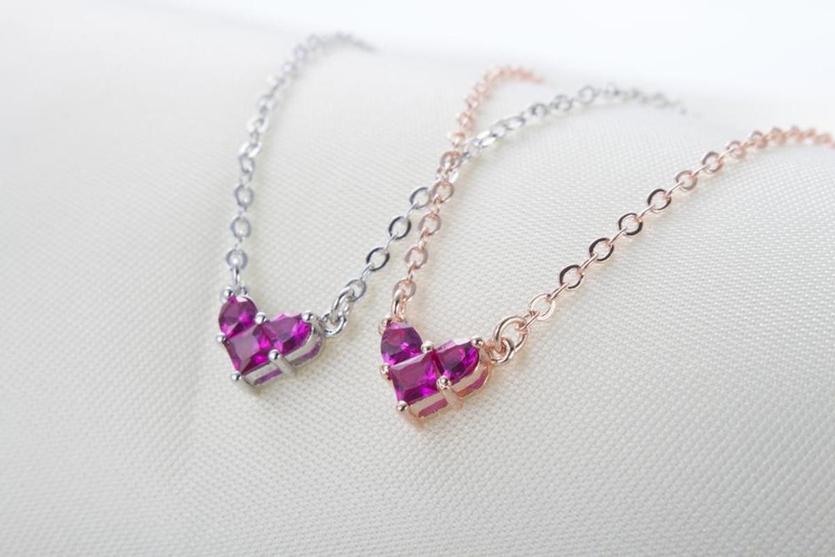 

2020 New Fancy design delicate women zircon red heart shape pendant necklace for women