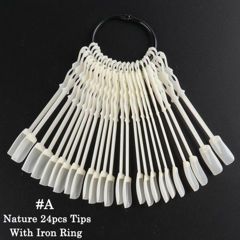 

24Pcs False Nails Natural Clear French Style Acrylic UV Gel Ballerina Fake Nail Art Tips Polish Black Tips Nails Decoration, 03