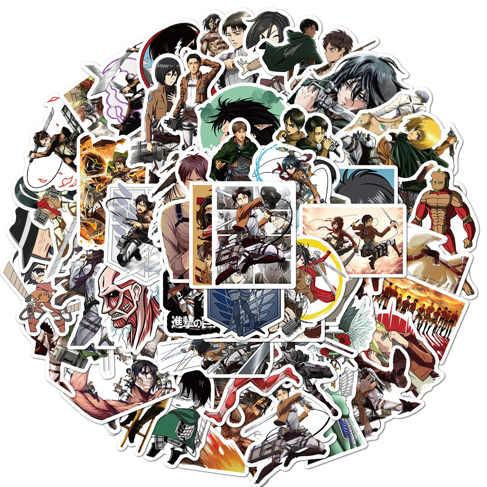 100pcs/set Attack on Titan anime waterproof sticker poster for guitar laptop notebook car stickers-image-588129514