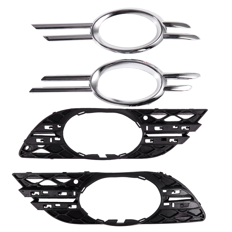 

4Pcs Front Bumper Fog Light Chrome Grill Trim Cover Left Right for - 2007 2008 2009 W211 E320 E350 E550 E63
